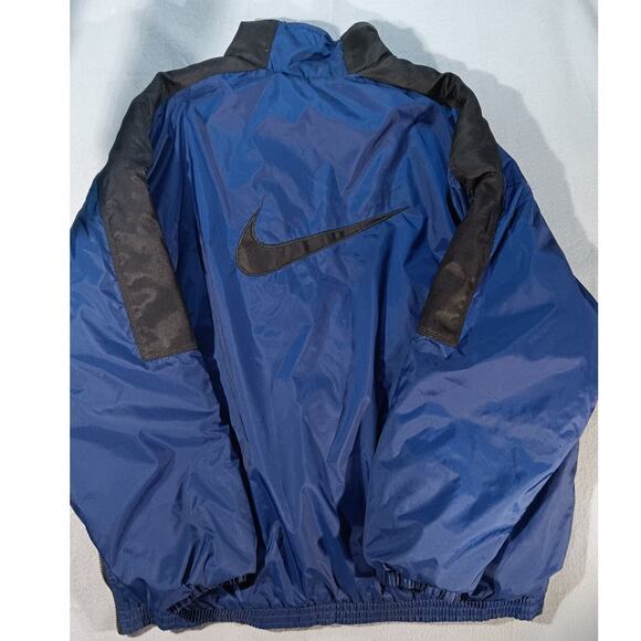 Vintage Nike Blue Black Half Zip Pullover Windbreaker Jacket XL Hong Kong 90s - Picture 8 of 8